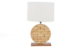 Baxton Studio Budalin Wood & White Linen Lamp